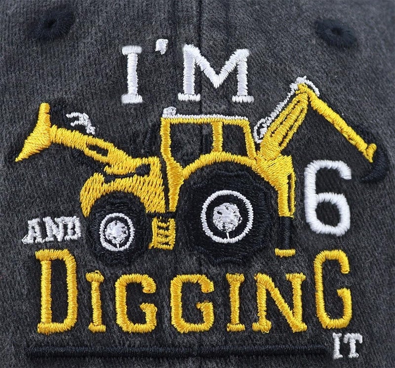 Tallngtha I'm 3/4/5/6/7/8/9 and Digging It Hats for Boys Girls, Funny Embroidered Toddler Excavator Birthday Baseball Cap - Image 4